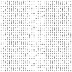 Wall Mural - Background With Digits On Screen. binary code zero one matrix white background. banner, pattern, wallpaper. Vector illustration
