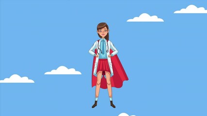 Poster - female heroic super doctor character animated