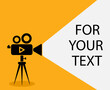 White light from the camera on a tripod. Place for text, banner, poster. Flat style