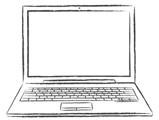 Poster - chalk doodle of laptop - front view