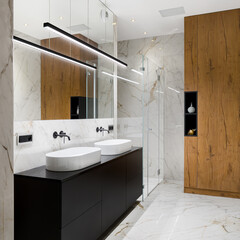 Elegant bathroom with two washbasins