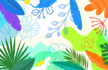 Poster - Creative doodle artistic wallpaper. Abstract background with color hand drawn geometric shapes. Sketchy style illustration