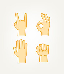 Poster - Hand gesture comic style vector icons set