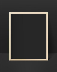 Poster - Black photo frame in black interior. Template for design