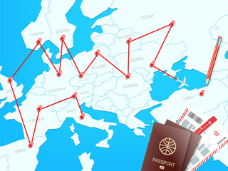 Poster - Travel destinations vector concept with the map