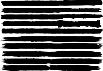 Grunge Paint Roller . Vector brush Stroke . Distressed banner . Black stripes isolated. paintbrush collection . Modern Textured shape . Dry border in Black . Bulge lines