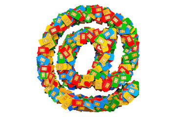 Poster - E-mail, at sign from colored SIM cards, 3D rendering