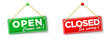 © Kiselov - open and closed hanging door signs isolated on white background. Illustration, vector