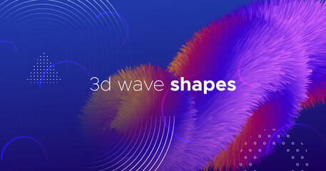 Colorful Wave 3d Liquid Shapes. Vector Music 