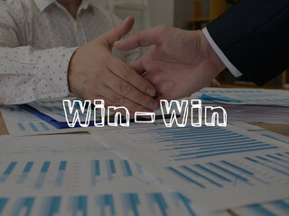Poster - Win-win is shown on the conceptual business photo