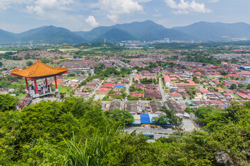 Wall Mural - IPOH, MALAYASIA - MARCH 25, 2018: View from the hill abouve Perak Tong cave temple in Ipoh, Malaysia.