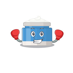 Poster - Mascot design of moisturizer cream as a sporty boxing athlete