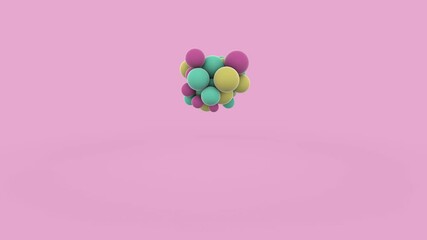 Poster - Beautiful 3D animation of pink background and lots of appearing balls that begin to fall to the surface. 4K abstraction.
