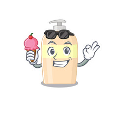 Wall Mural - A cartoon drawing of toner holding cone ice cream