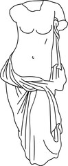 Wall Mural - aesthetic greek statue line art woman half body