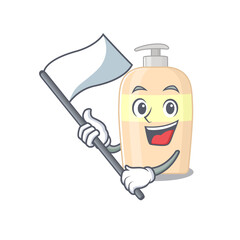 Canvas Print - A heroic toner mascot character design with white flag