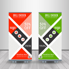 Food & Restuaruant concep Roll yp banner. Universal stand for Restuaruant - Vector.	