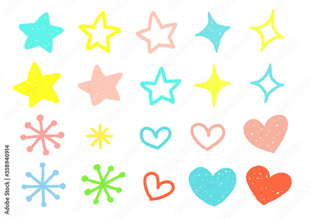 感情表現のパステル画 星とハート 感情表現のパステル画 星とハート