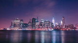 Fototapeta Miasto - Night view of Downtown Manhattan in New York City