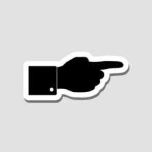 Hand With Pointing Finger Sticker Icon Isolated On Gray Background