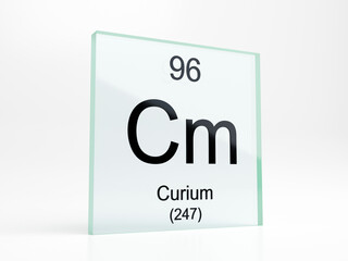 Fototapete - Curium element symbol from periodic table on glass icon - realistic 3D render