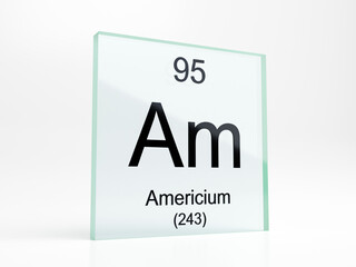 Fototapete - Americium element symbol from periodic table on glass icon - realistic 3D render