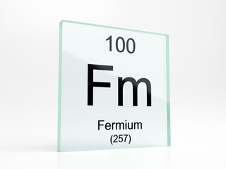 Fototapete - Fermium element symbol from periodic table on glass icon - realistic 3D render