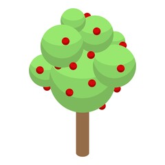 Sticker - Apple farm tree icon. Isometric of apple farm tree vector icon for web design isolated on white background