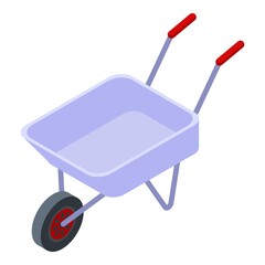 Wall Mural - Farm wheelbarrow icon. Isometric of farm wheelbarrow vector icon for web design isolated on white background