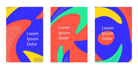 Poster - Set of vertical background with dynamic liquid shapes.