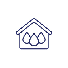 Sticker - house and water line icon