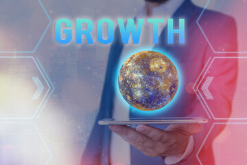 Poster - Handwriting text Growth. Conceptual photo progressive acquisition of various skills abilities and feelings Elements of this image furnished by NASA