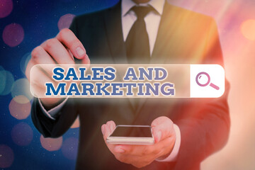 Poster - Word writing text Sales And Marketing. Business photo showcasing Business Advertising, Promotion, and Commercial Strategy