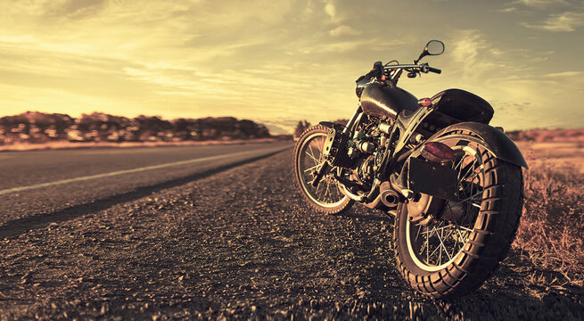 Fototapete - Freedom. Motorbike under sky