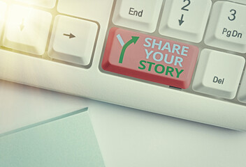 Aufkleber - Word writing text Share Your Story. Business photo showcasing Show your significant life experience and achievement in life