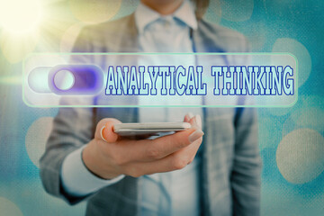 Poster - Text sign showing Analytical Thinking. Business photo showcasing component of visual pondering to solve problems quickly