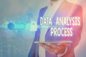 Fototapete - Handwriting text Data Analysis Process. Conceptual photo build a dashboard and analyze with graphs and visualization