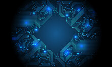 Technology Blue Circuit Mainboard Computer Futuristic Background Vector Illustration.