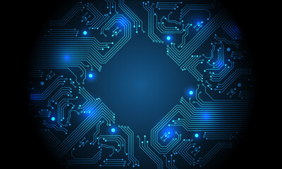 Poster - Technology blue circuit mainboard computer futuristic background vector illustration.