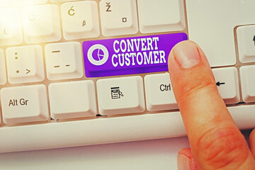 Poster - Handwriting text Convert Customer. Conceptual photo marketing tactics and strategy turning leads into buyer