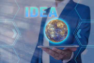 Poster - Handwriting text Idea. Conceptual photo impression that tries to portray the overarching scope or outline Elements of this image furnished by NASA