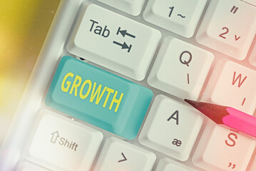 Poster - Writing note showing Growth. Business concept for progressive acquisition of various skills abilities and feelings