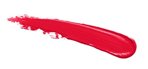 Wall Mural - Lipstick smudge stroke swatch isolated on white. Red pink color lip makeup product smear close up