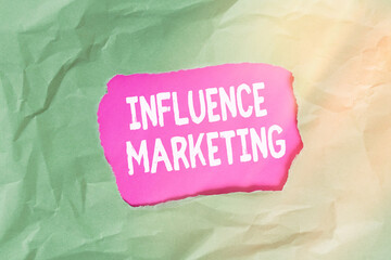 Poster - word writing text influence marketing. business photo showcasing form of social media commerce invol