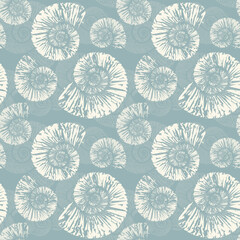 seashells nautilus seamless pattern vintage vector summer background illustration