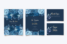 Elegant Invitation Classic Blue Floral Template