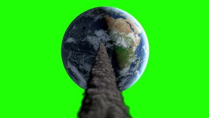 Wall Mural - flying asteroid, meteorite to earth. green screen footage
