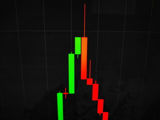 Green and red Japanese candles on the stock exchange for traders.