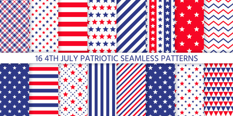 4th july seamless pattern. patriotic textures. vector. happy independence day prints with stripes, s