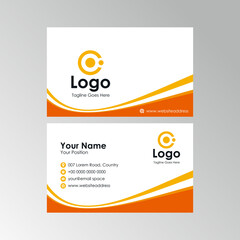 Fototapete - abstract simple orange yellow curve shape business card design, professional name card template vector